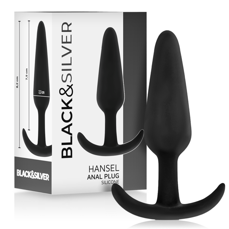 Plug anale in silicone Hansel con maniglia piccolo di Black&silver
