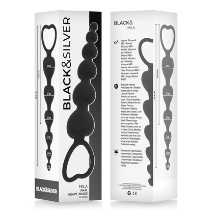 Sex toy anale Mila catena di cuori 18 cm di Black&silver, immagine 6