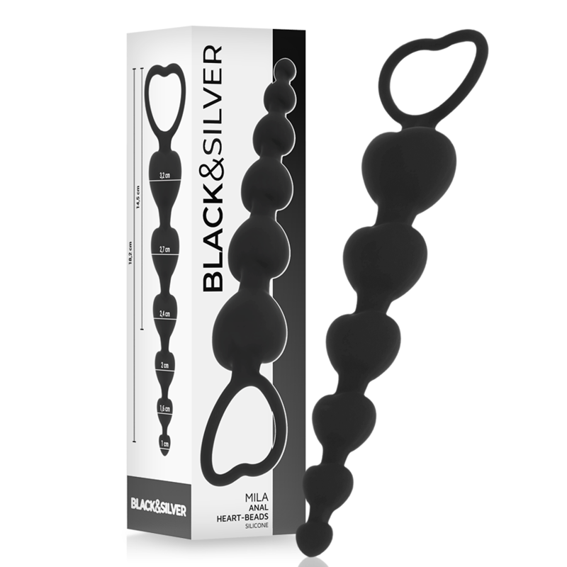 Sex toy anale Mila catena di cuori 18 cm di Black&silver