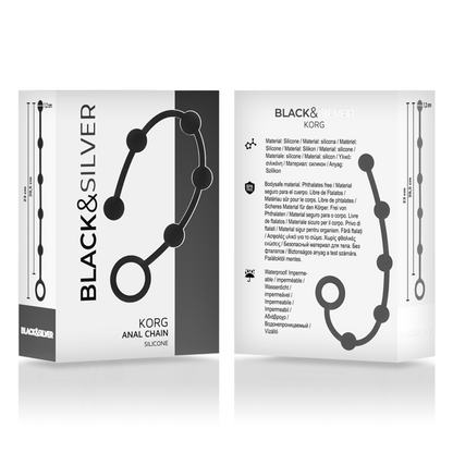 Sex toy anale Korg Rosario iniziazione in silicone 21 cm di Black&silver, immagine 4