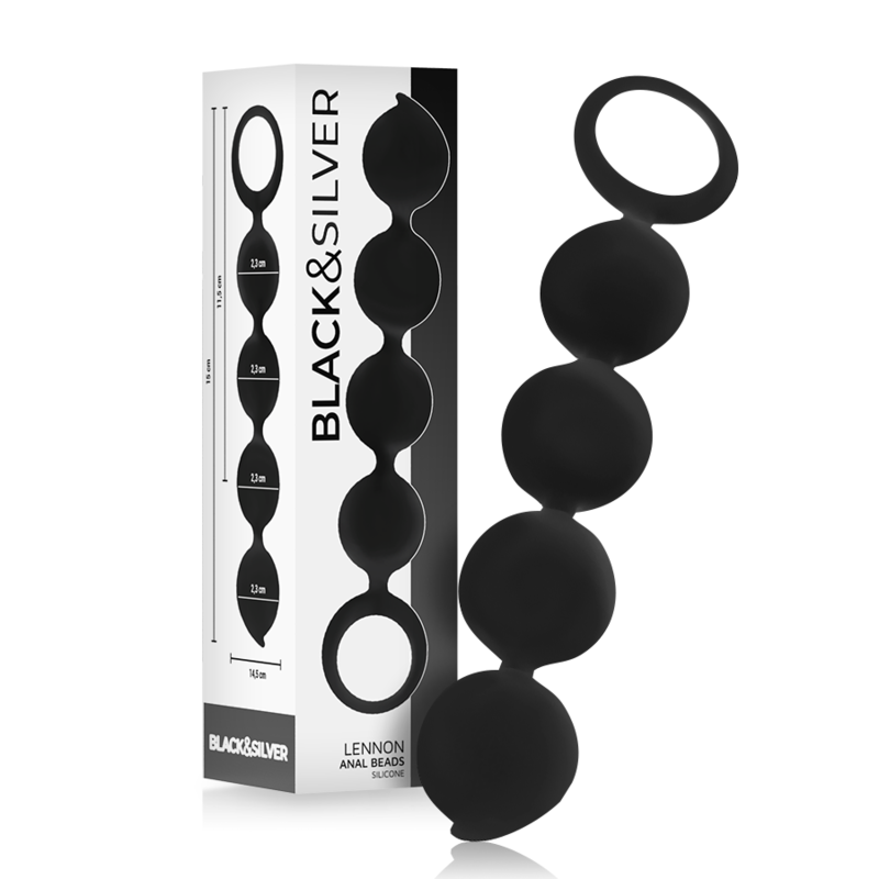 Sex toy anale Rosario Lennon 4 sfere in silicone 15 cm di Black&silver