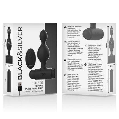 Ovetto vibrante telecomando telecomando con plug anale in silicone piccolo Tucker di Black&silver, immagine 6