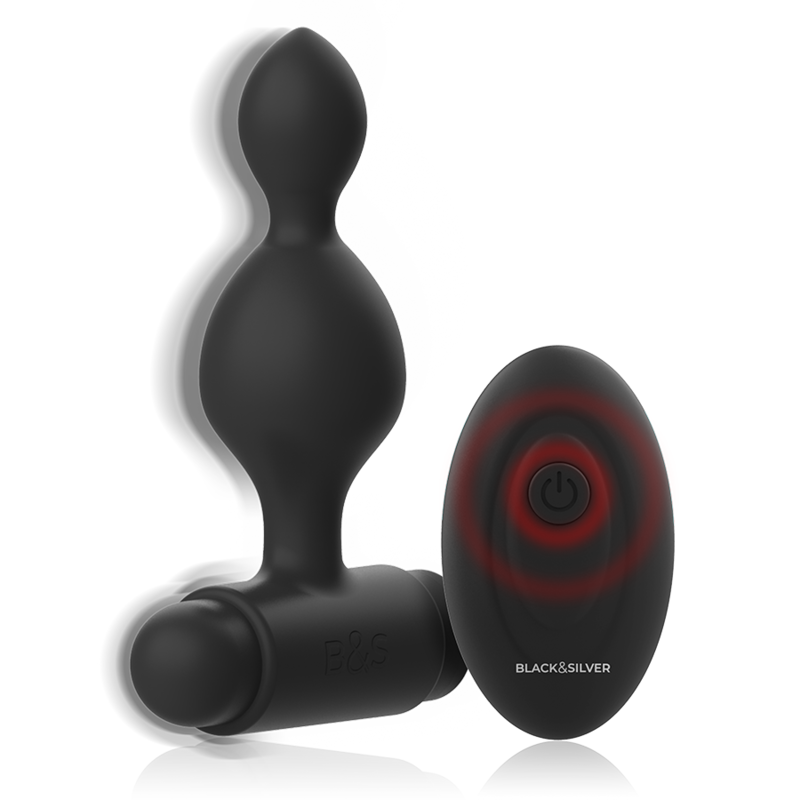 Ovetto vibrante telecomando telecomando con plug anale in silicone piccolo Tucker di Black&silver, immagine 3