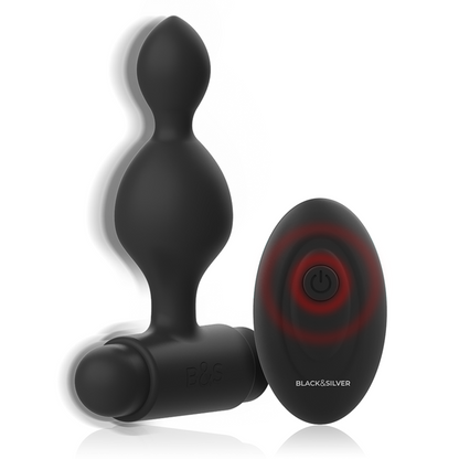 Ovetto vibrante telecomando telecomando con plug anale in silicone piccolo Tucker di Black&silver, immagine 3