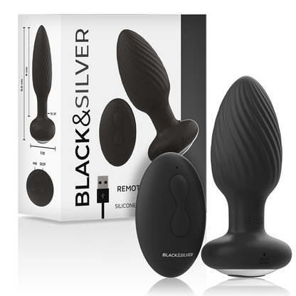 Ovetto vibrante telecomando rotatore anale in silicone con tappo Pozzetti di Black&silver