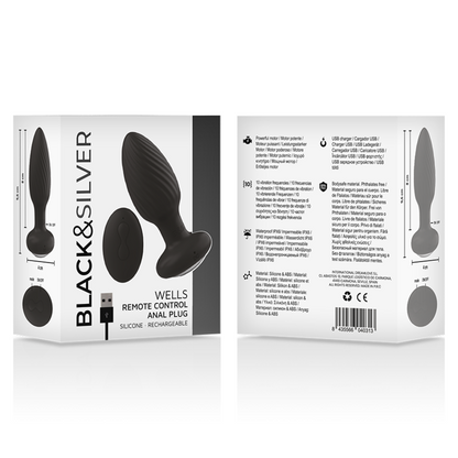 Ovetto vibrante telecomando rotatore anale in silicone con tappo Pozzetti di Black&silver, immagine 5