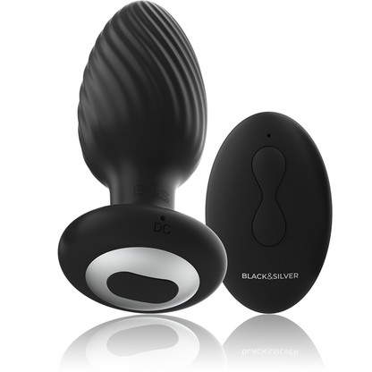 Ovetto vibrante telecomando rotatore anale in silicone con tappo Pozzetti di Black&silver, immagine 2
