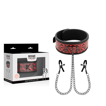 Colletto red edition con morsetti per capezzoli con fodera in neoprene di Begme, immagine 2