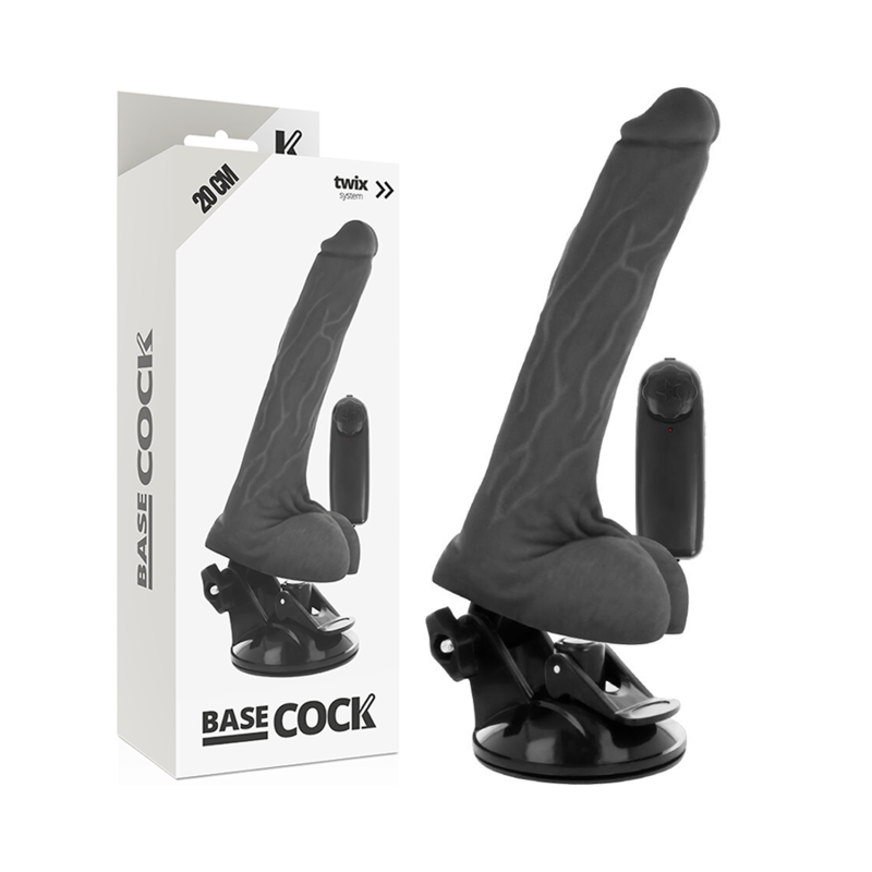 Vibratore realistico telecomando nero con testicoli 20 cm Ø 4 cm