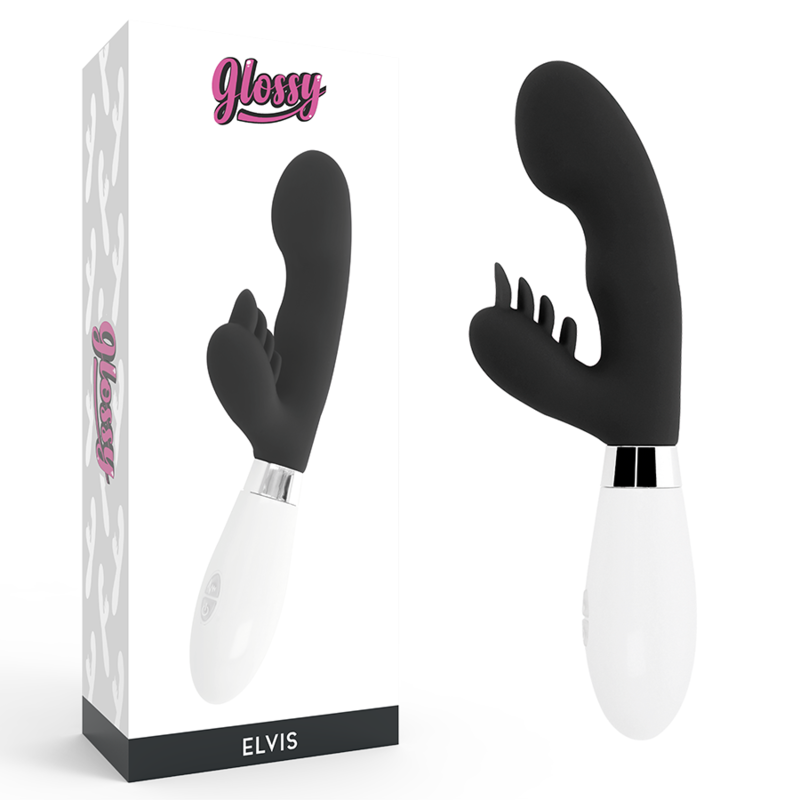Vibratore rabbit Elvis nero di Glossy