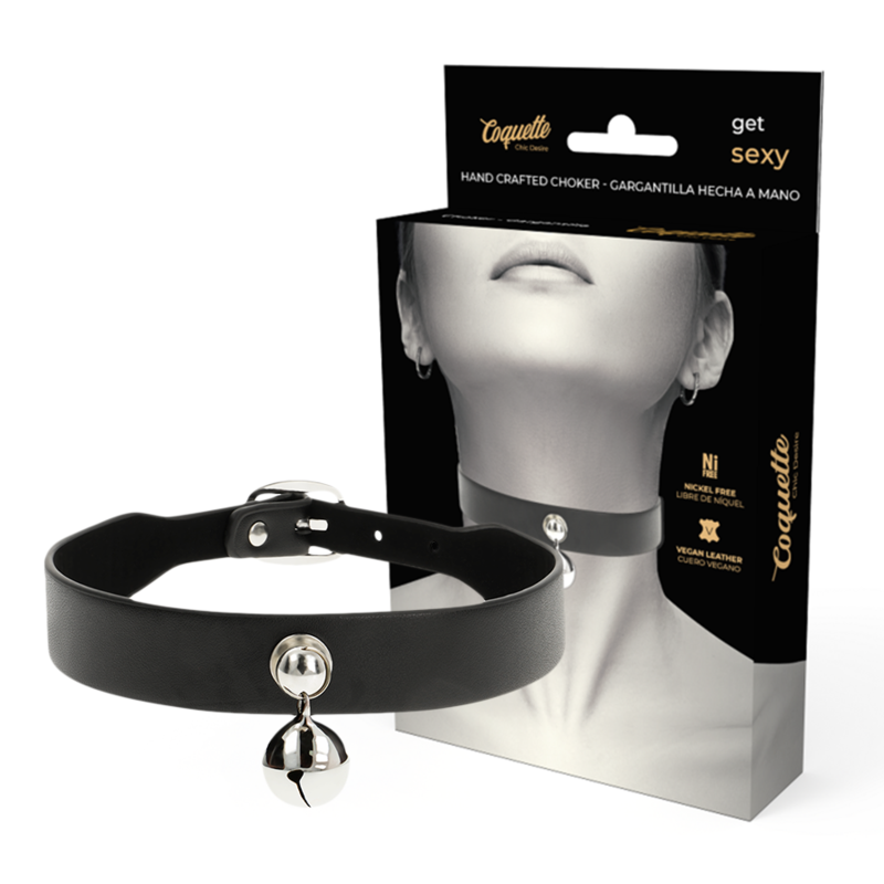 Collana in pelle vegana accessorio donna con Sonaglio di Coquette Chic Desire