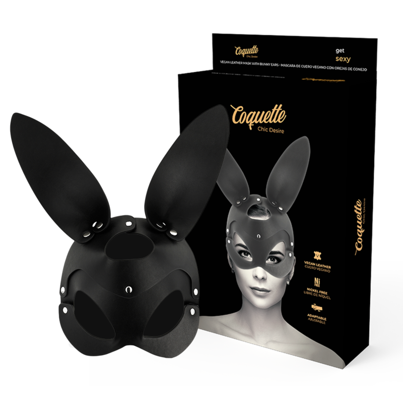 Maschera vegana in pelle con orecchie di coniglio di Coquette Chic Desire