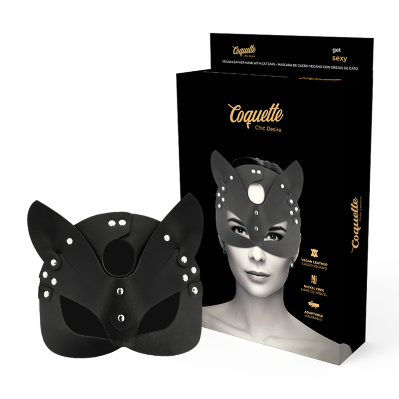 Maschera vegana in pelle con orecchie di gatto di Coquette Chic Desire