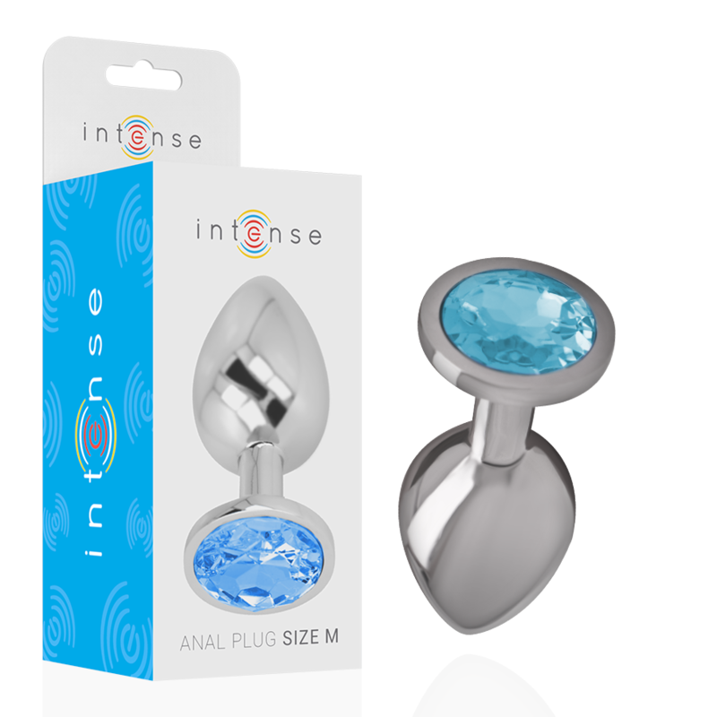 Plug anale in metallo alluminio con vetro blu taglia M di Intense