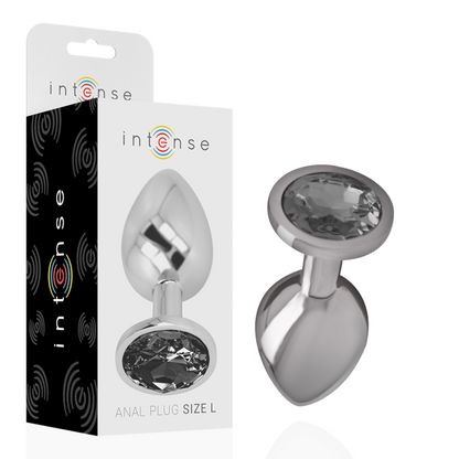 Plug anale in metallo alluminio con vetro nero taglia L di Intense