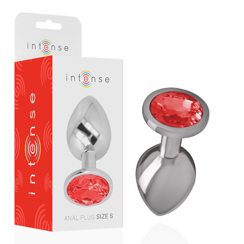 Plug anale in metallo alluminio con cristallo rosso misura S di Intense