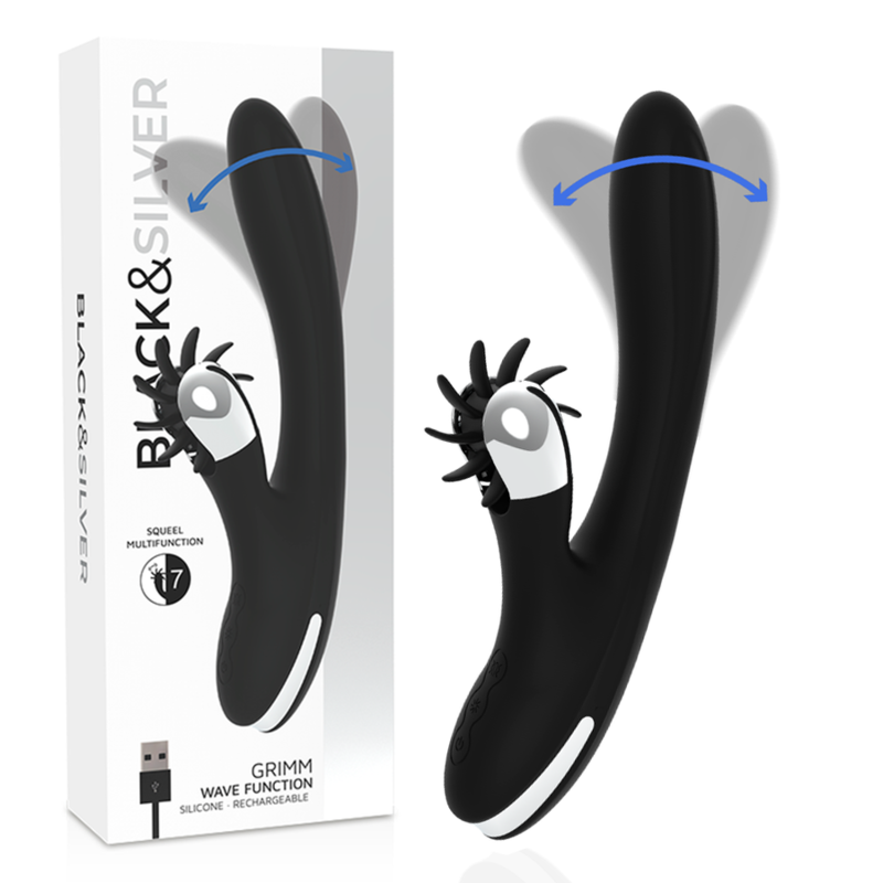 Vibratore rabbit funzione onda Grimm di Black&silver