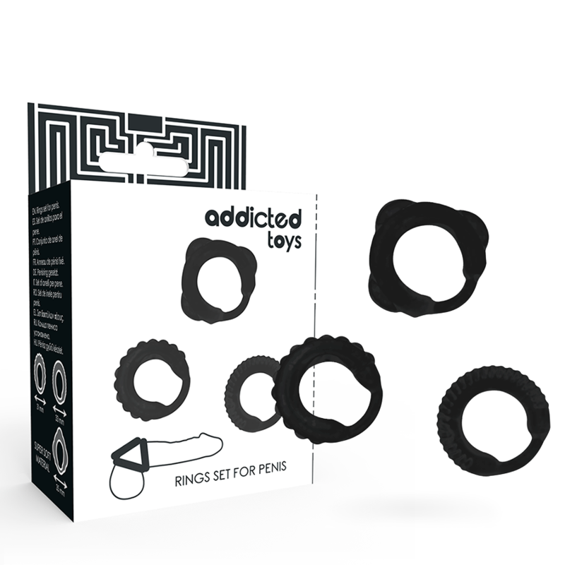 Set C-ring nero di Addicted Toys