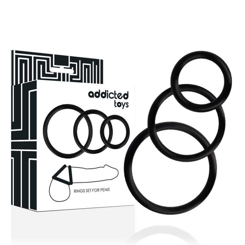 Set di anelli per pene nero di Addicted Toys