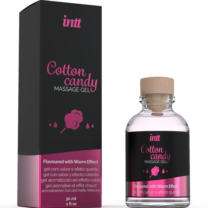Gel da massaggio al gusto di candy cotone con effetto riscaldante di INTT Massage & Oral Sex, immagine 2