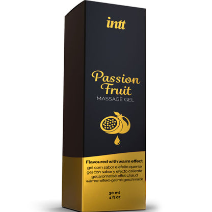 Gel da massaggio al gusto di frutto della passione con effetto calore di INTT Massage & Oral Sex, immagine 3