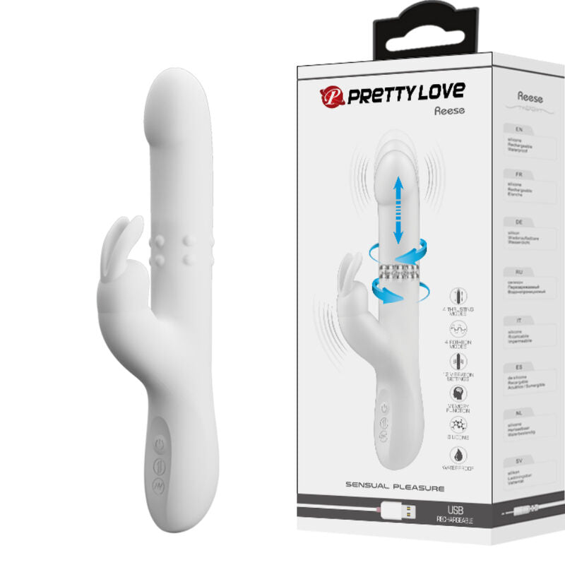 Vibratore Reese con rotazione argento di Pretty Love