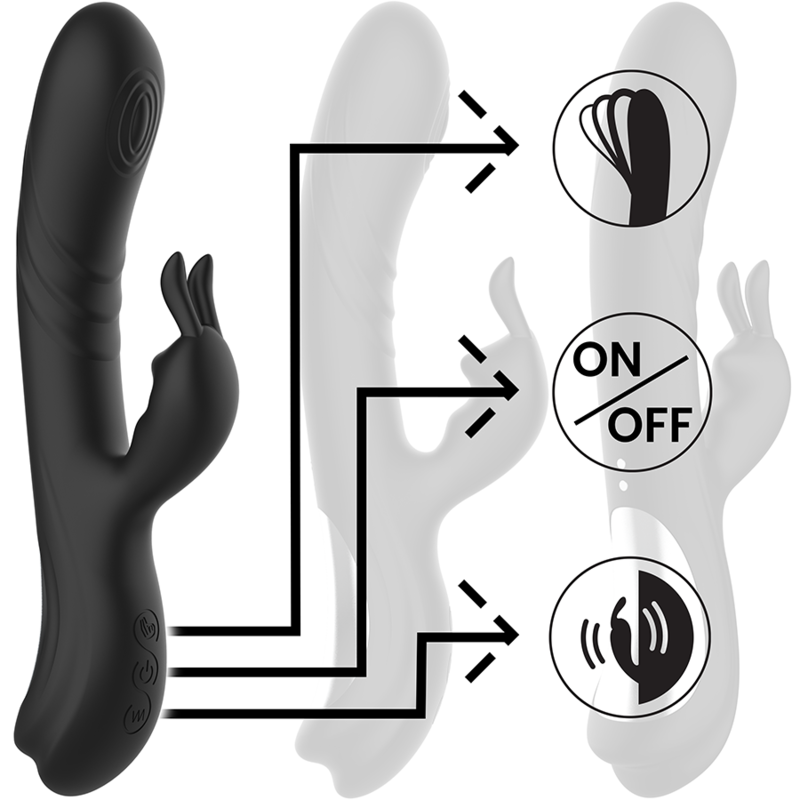 Stimolatore coniglio in silicone ricaricabile Jamie nero di Black&silver, immagine 5