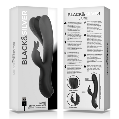 Stimolatore coniglio in silicone ricaricabile Jamie nero di Black&silver, immagine 6