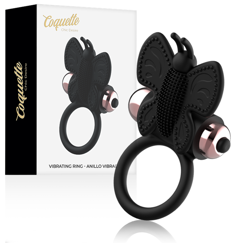 Anello pene farfalla con vibratore Nero/oro di Coquette Chic Desire