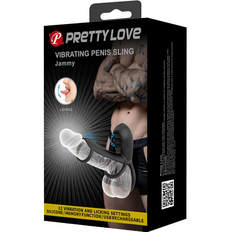 Guaina per pene Jammy 12 vibrazioni con lingua in silicone ricaricabile di Pretty Love, immagine 11