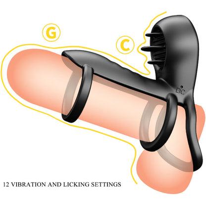 Guaina per pene Jammy 12 vibrazioni con lingua in silicone ricaricabile di Pretty Love, immagine 10