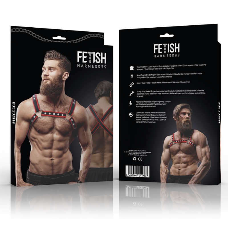 Imbracatura per Bulldog in ecopelle da uomo Nera/rossa di Fetish Submissive Attitudine, immagine 6
