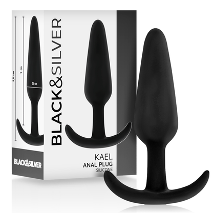 Plug anale in silicone Kael con manico medio di Black&silver