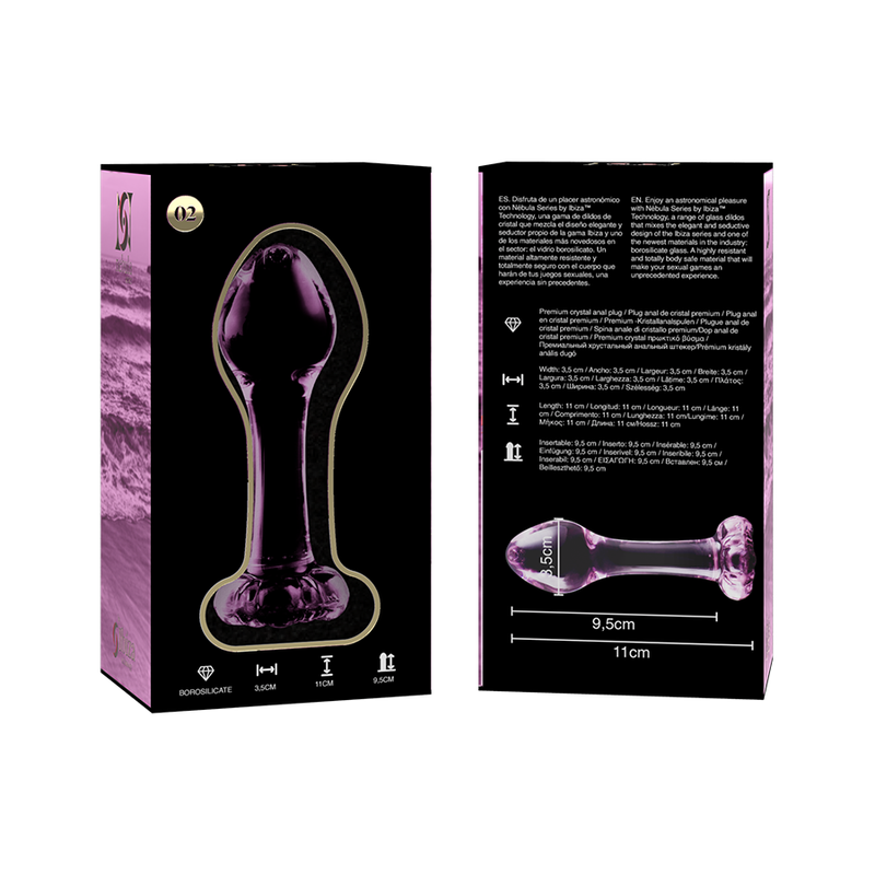 Plug anale Modello 2 vetro borosilicato rosa 11 cm Ø 3.5 cm di Nebula Series By Ibiza, immagine 6