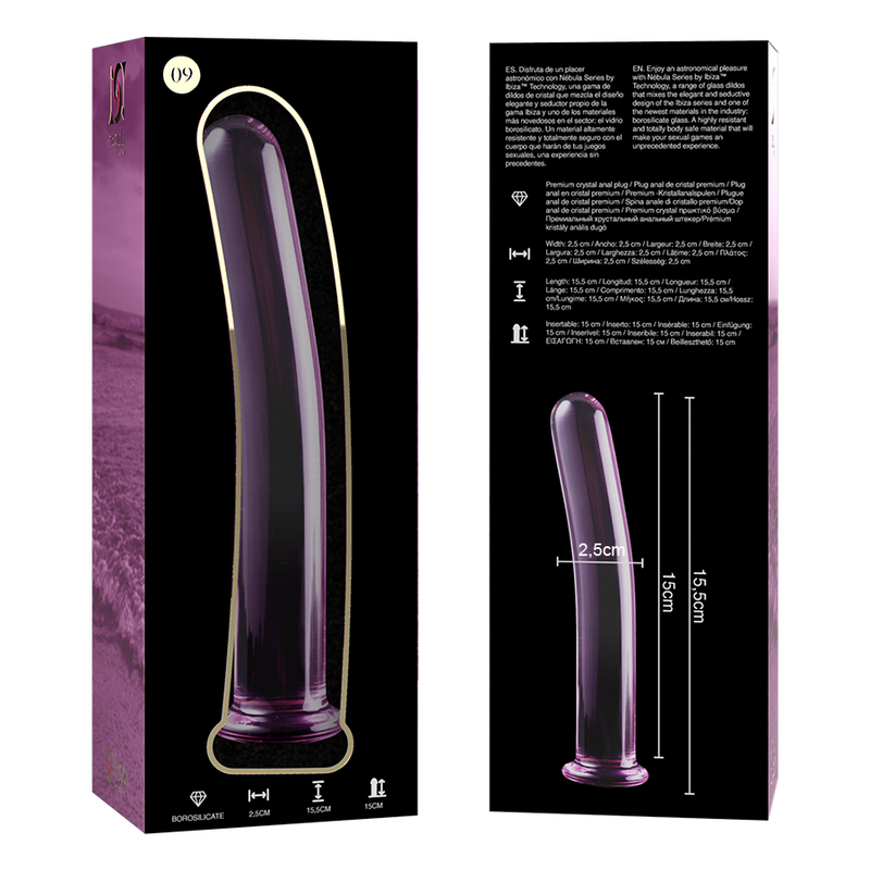 Dildo in vetro Modello 9 borosilicato rosa 15.5 cm Ø 2.5 cm di Nebula Series By Ibiza, immagine 6
