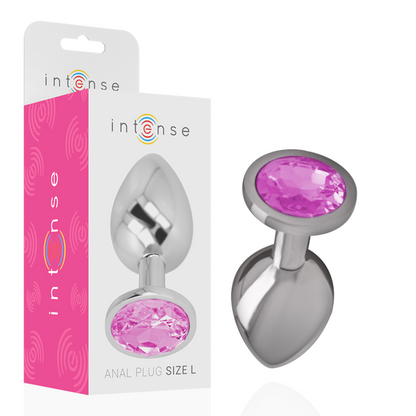 Plug anale in metallo alluminio con cristallo rosa misura L di Intense