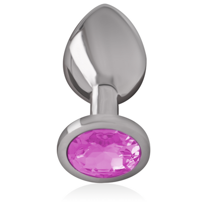 Plug anale in metallo alluminio con cristallo rosa misura L di Intense, immagine 2