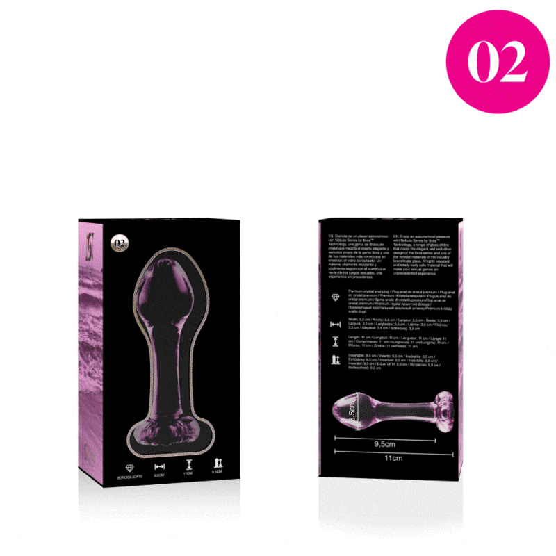 Plug anale Modello 2 vetro borosilicato rosa 11 cm Ø 3.5 cm di Nebula Series By Ibiza, immagine 4