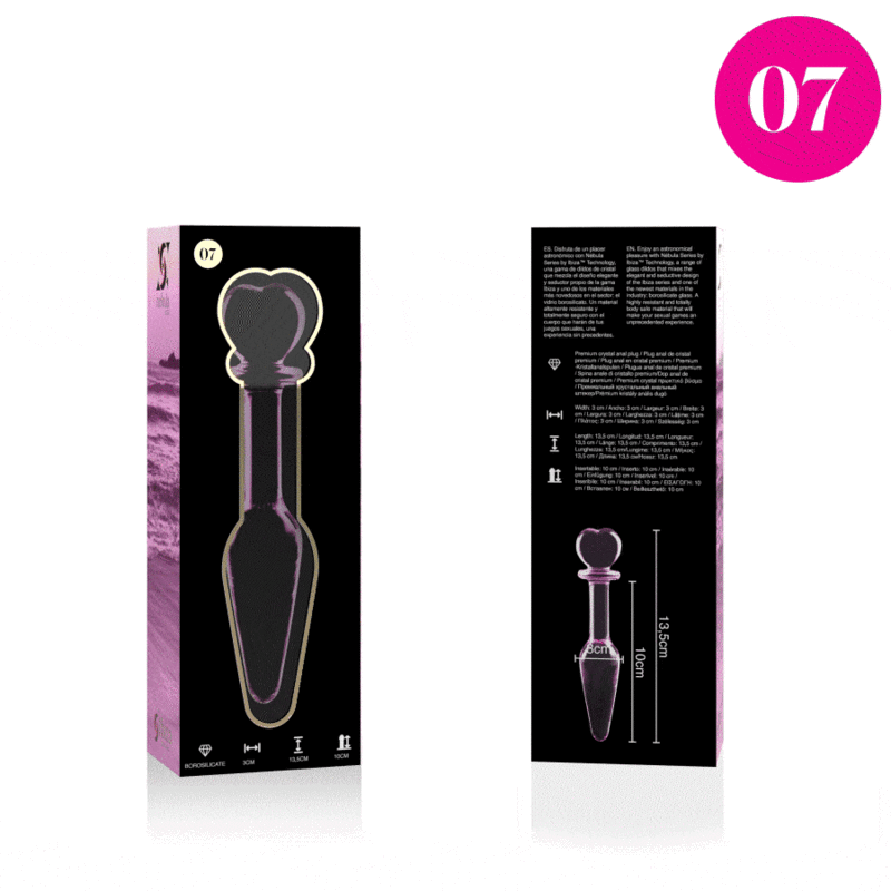Plug anale Modello 7 vetro borosilicato rosa 13.5 cm Ø 3 cm di Nebula Series By Ibiza, immagine 4