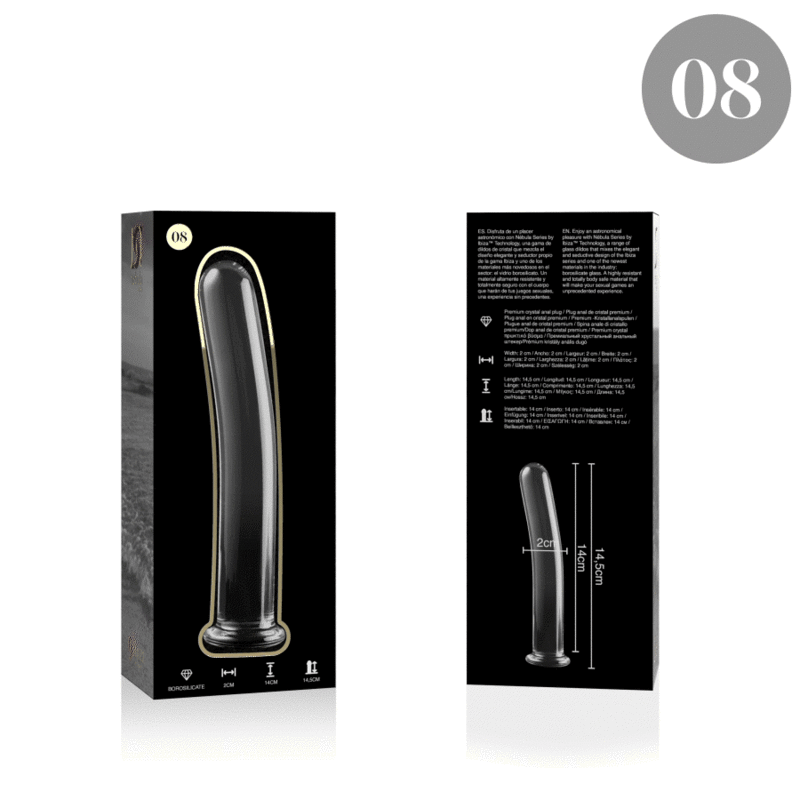 Dildo in vetro Modello 8 borosilicato trasparente 14.5 cm Ø 2 cm di Nebula Series By Ibiza, immagine 4