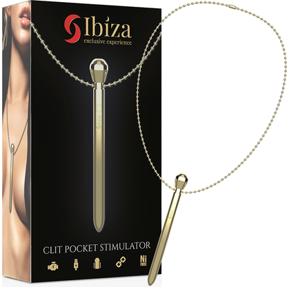 Stimolatore clit pocket collana caricatore USB 12 modalità di vibrazione dorato 12,2 x 1,5 di Ibiza