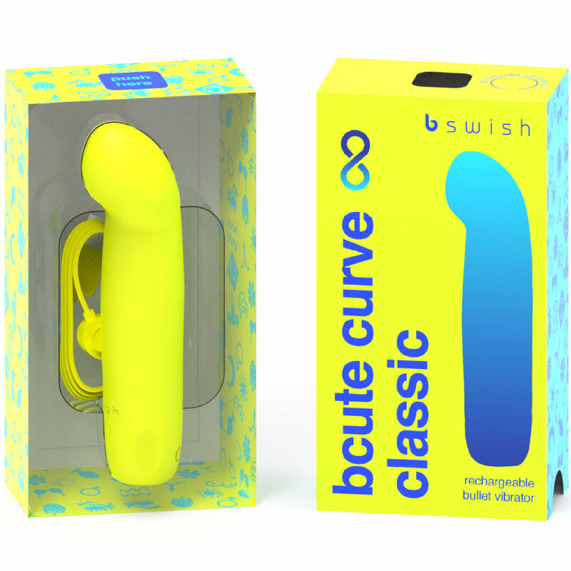 Bcute curve infinite classic vibratore in silicone ricaricabile giallo, immagine 2