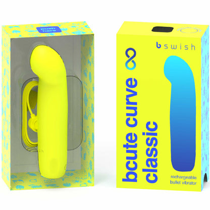 Bcute curve infinite classic vibratore in silicone ricaricabile giallo, immagine 2