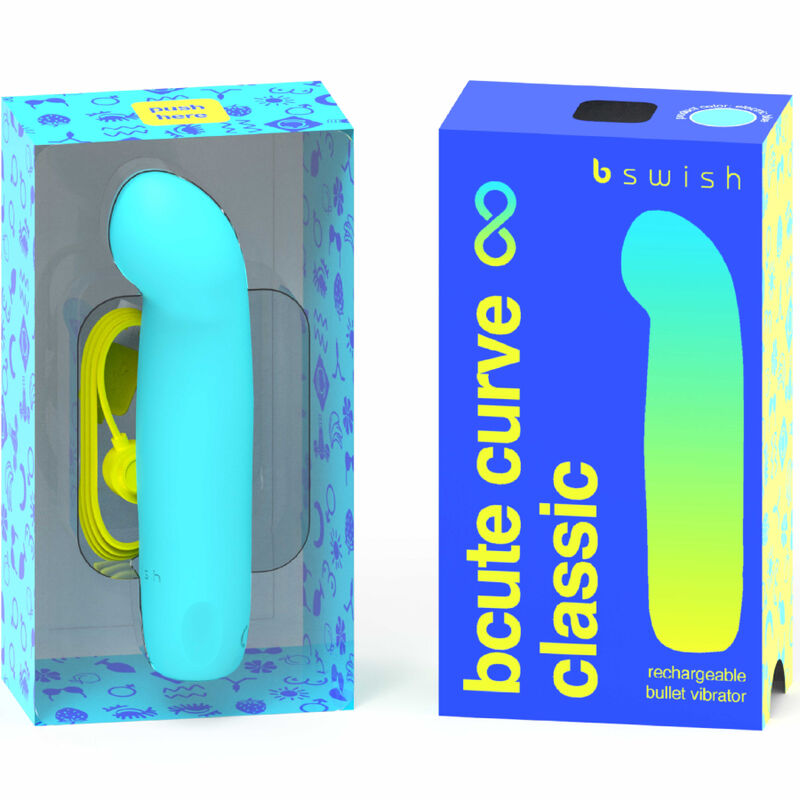 Bcute curve infinite classic vibratore ricaricabile in silicone blu, immagine 2
