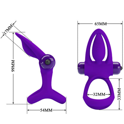 Anello vibratore 10 vibrazioni in silicone Violetto di Pretty Love, immagine 6