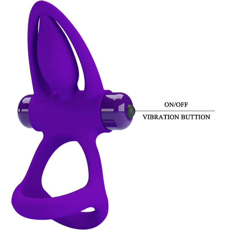 Anello vibratore 10 vibrazioni in silicone Violetto di Pretty Love, immagine 7