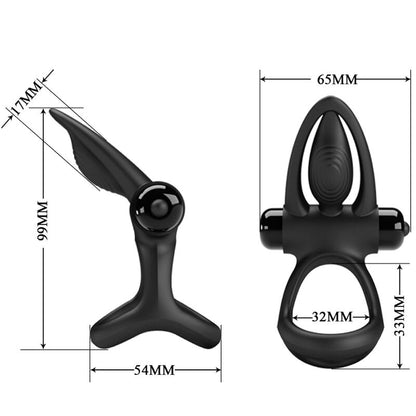 Anello vibrante 10 vibrazioni in silicone nero di Pretty Love, immagine 6