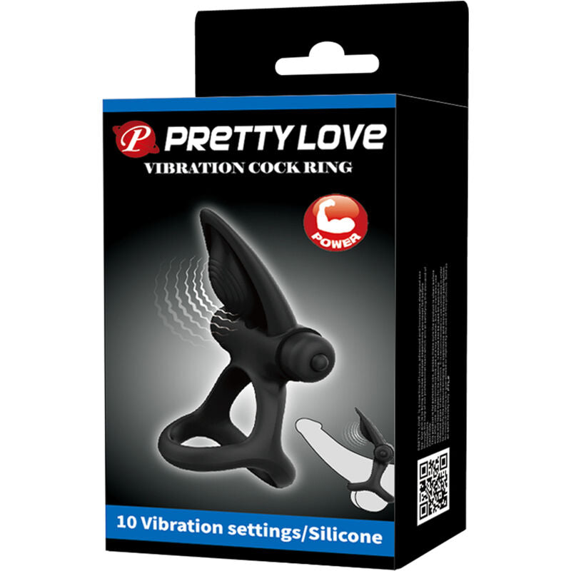 Anello vibrante 10 vibrazioni in silicone nero di Pretty Love, immagine 9