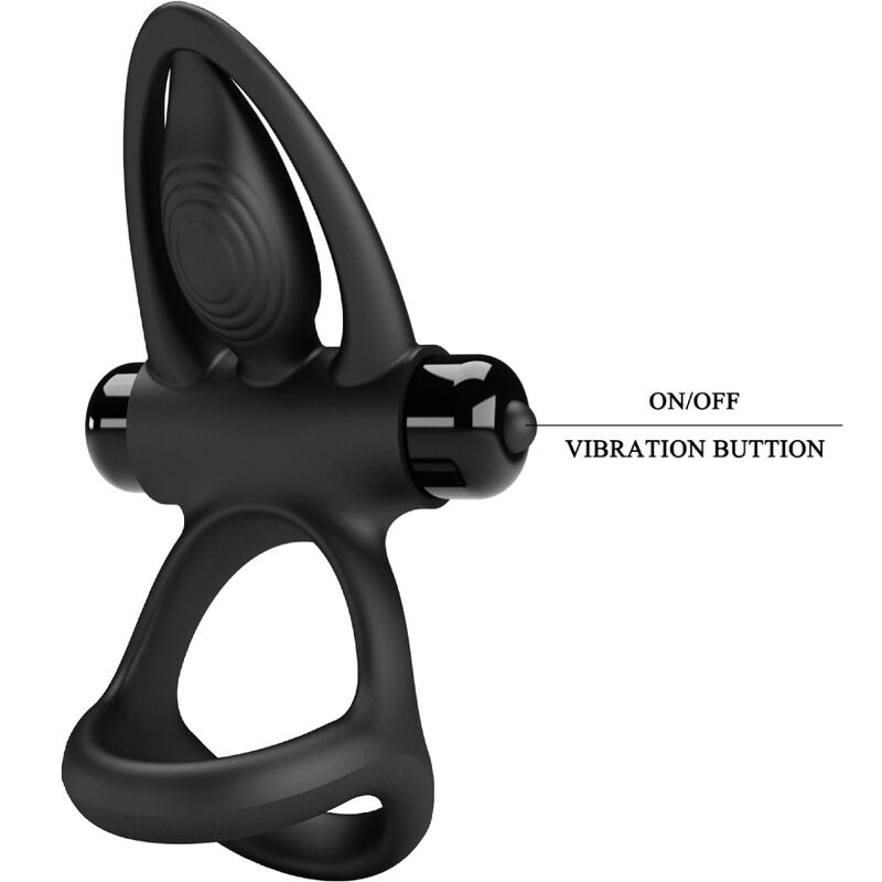 Anello vibrante 10 vibrazioni in silicone nero di Pretty Love, immagine 7
