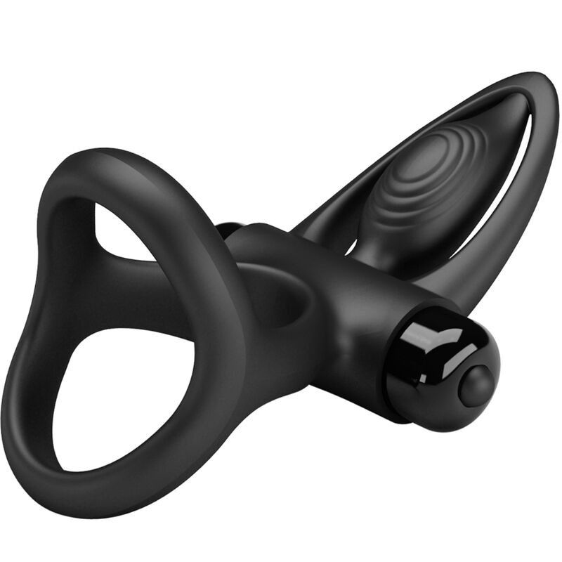 Anello vibrante 10 vibrazioni in silicone nero di Pretty Love, immagine 5